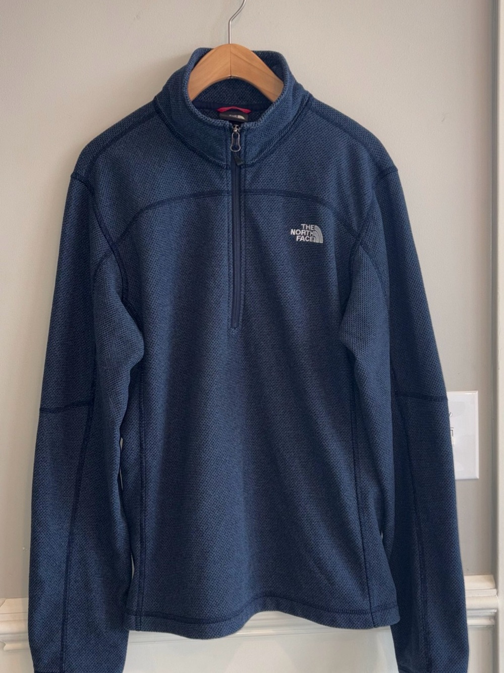 The North Face Textured Cap Rock Quarter-Zip Fleece Pullover Blue Small